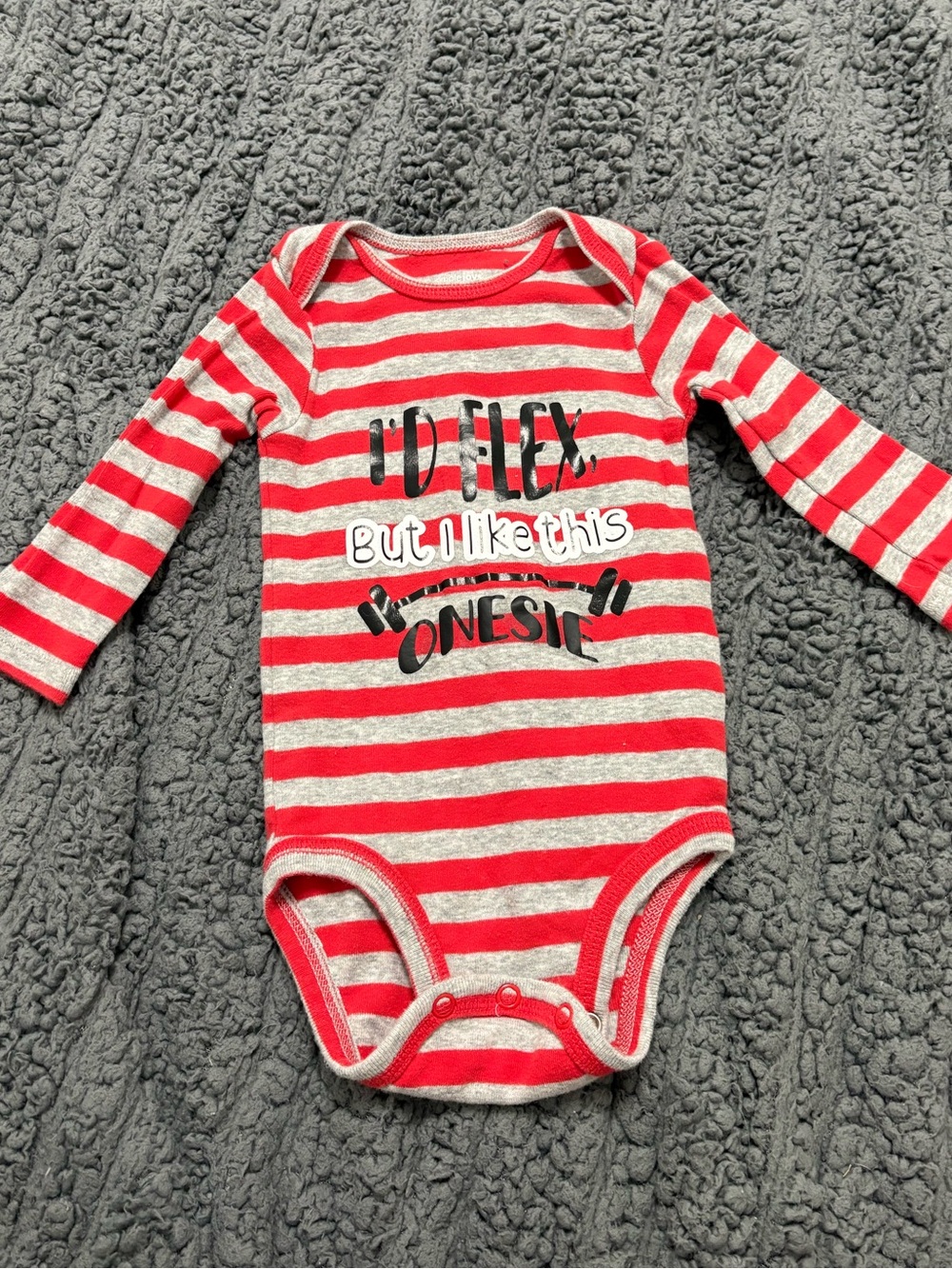 SIMPLE JOYS | Red and Gray Striped Long-Sleeve Bodysuit